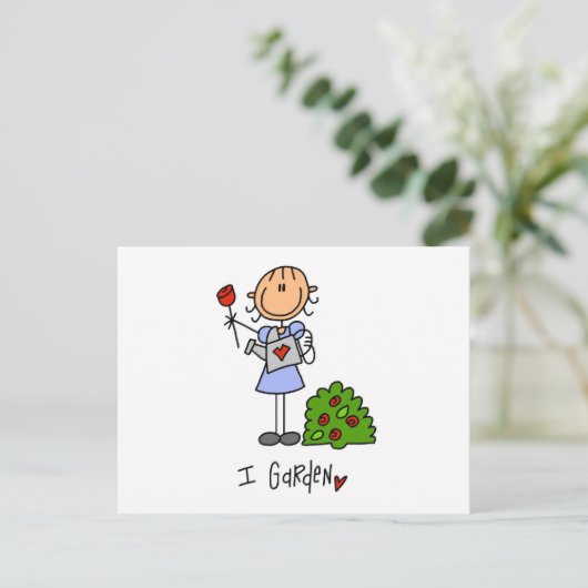 Gartenbau-Strichmännchen Postkarte (Stehend Vorderseite)