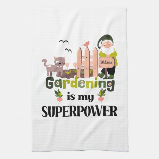 Gartenbau Supermacht, Niedlicher Gärtner Geschirrtuch (Vertikal)