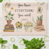 Gartenbau und Bibliothek Zitat Sonnenblumen und Kr Geschirrtuch (Gefaltet)