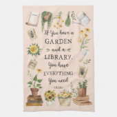 Gartenbau und Bibliothek Zitat Sonnenblumen und Kr Geschirrtuch (Vertikal)