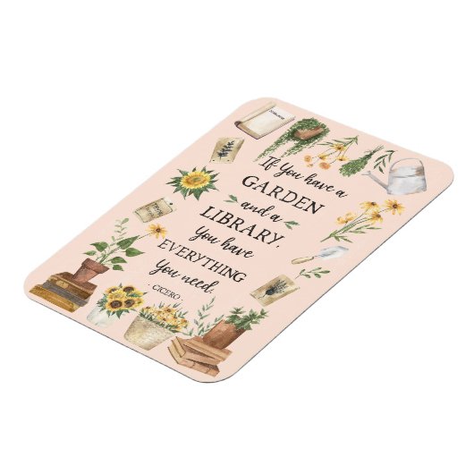 Gartenbau und Bibliothek Zitat Sonnenblumen und Kr Magnet (Linke Seite)