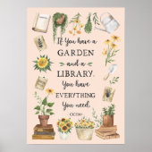 Gartenbau und Bibliothek Zitat Sonnenblumen und Kr Poster (Vorne)