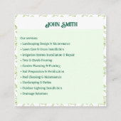 Gartenbau und Landschaftsgestaltung Quadratische Visitenkarte (Rückseite)