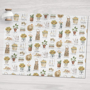 Gartenbau Wesentliches Aquarell Sonnenblumen Muste Seidenpapier