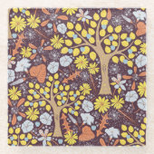 Gartenbäume, Blumen, Apfelmuster Glasuntersetzer (Vorderseite)