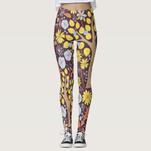 Gartenbäume, Blumen, Apfelmuster Leggings