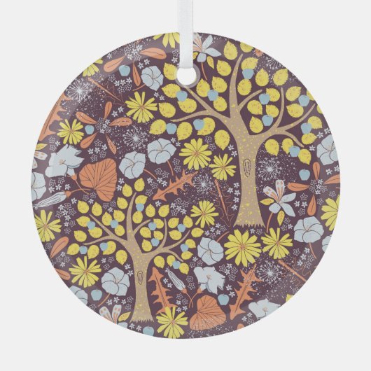 Gartenbäume, Blumen, Apfelmuster Ornament Aus Glas (Vorderseite)