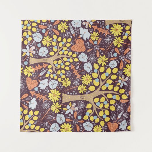 Gartenbäume, Blumen, Apfelmuster Wandteppich (Vorderseite (Horizontal))