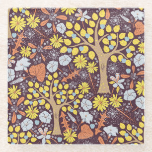 Gartenbäume, floral, Apfelmuster Glasuntersetzer