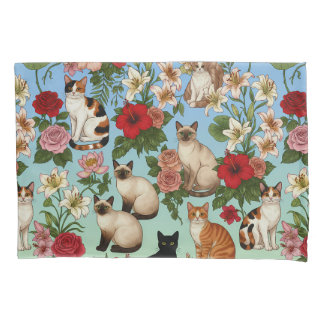 Gartenbegleiter – Florale Katzen in Blüte Kissenbezug