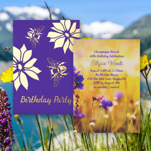 Gartenbienen-Geburtstagsfeier-Folie-Einladungen Folieneinladung