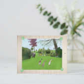 Gartenbild mit Schwein Postkarte (Stehend Vorderseite)