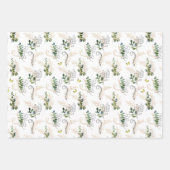 Gartenblättern mit Vögeln, Bienen und Schmetterlin Geschenkpapier Set (Vorderseite 3)