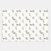 Gartenblättern mit Vögeln, Bienen und Schmetterlin Geschenkpapier Set (Vorderseite)