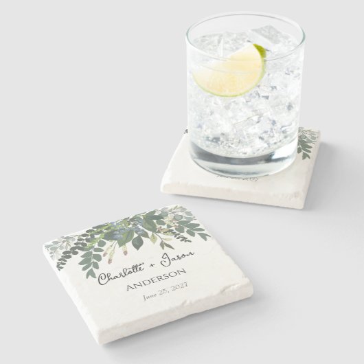 Gartenblätterung Natur Grüne Steinuntersetzer (Seitenansicht)