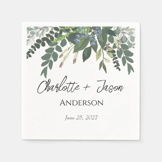 Gartenblätterung Naturpark Hochzeit Serviette (Vorderseite)