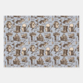 Gartenblaue Geschenkpapier Flachblatt-Set aus 3 Set (Vorderseite 3)