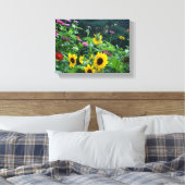Gartenblick, Gänseblumen, Kosmos, Sonnenblumen, Ma Leinwanddruck (Insitu (Schlafzimmer))