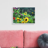 Gartenblick, Gänseblumen, Kosmos, Sonnenblumen, Ma Leinwanddruck (Insitu (Wohnzimmer))