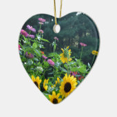 Gartenblick - Sonnenblumen, Gänseblumen, Kosmos Keramikornament (Links)