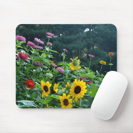 Gartenblick - Sonnenblumen, Gänseblumen, Kosmos Mousepad (Mit Mouse)