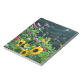 Gartenblick - Sonnenblumen, Gänseblumen, Kosmos Notizblock (Rotiert)