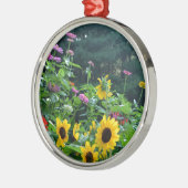Gartenblick - Sonnenblumen, Gänseblumen, Kosmos Ornament Aus Metall (Links)