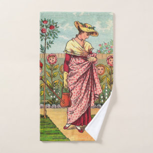 Gartenblume Frau Kunst Antiquität Badhandtuch Set