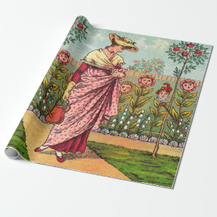 Gartenblume Frau Kunst Antiquität Geschenkpapier