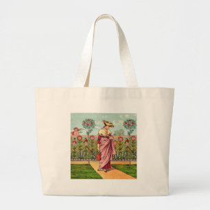 Gartenblume Frau Kunst Antiquität Jumbo Stoffbeutel