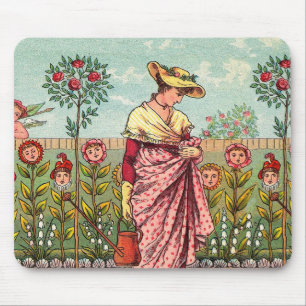Gartenblume Frau Kunst Antiquität Mousepad