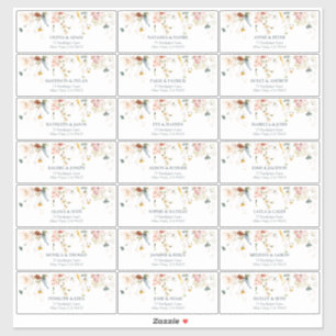 Gartenblumen Aquarell Gästekarte Aufkleber