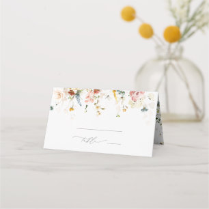 Gartenblumen Botanische Aquarell Brautparty Platzkarte