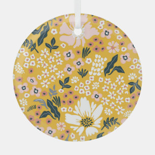 Gartenblumen: Gelber Vintage-Charme. Ornament Aus Glas