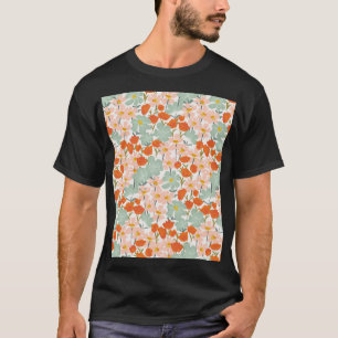 Gartenblumen: rosa, orange nahtlos T-Shirt