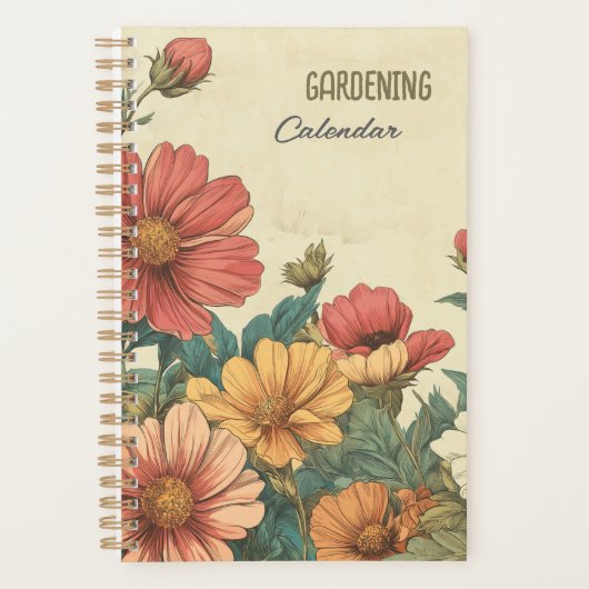 Gartenblumen Vintage Gartenarbeit Kalender Planer (Vorderseite)