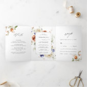 Gartenblumen-Wasserfarbenhochzeit Dreifach Gefaltete Einladung (Innenseite)