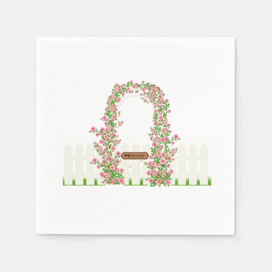 Gartenblumenbogen & Weißer Zaun Custom Serviette (Vorderseite)