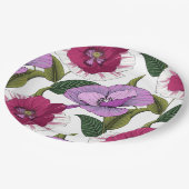 Gartenblumengeschmückte Party in üppig rosa und li Pappteller (Schrägansicht)