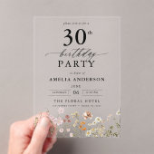 Gartenblumenkalligraphie 30. Geburtstag Acryleinladungen (Insitu (Handheld))