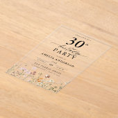 Gartenblumenkalligraphie 30. Geburtstag Acryleinladungen (Ablage )