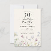 Gartenblumenkalligraphie 30. Geburtstag Einladung (Vorderseite)