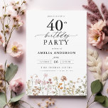 Gartenblumenkalligraphie 40. Geburtstag Einladung<br><div class="desc">Feiern Sie stilvoll mit einer Blumenkalligraphie aus dem 40. Jahrhundert, perfekt für einen Meilenstein-Event. Mit lebendigen Blumenmotiven und eleganter Kalligraphie Set diese Einladung einen skurrilen und dennoch raffinierten Ton für Ihre Feier. Das üppige Gartenthema verbindet natürliche Schönheit mit anmutiger Typografie und schafft einen zeitlosen und einladenden Look. Ideal für Ansammlungen...</div>