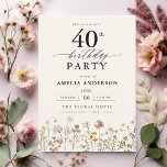 Gartenblumenkalligraphie 40. Geburtstag Einladung<br><div class="desc">Feiern Sie stilvoll mit einer Blumenkalligraphie aus dem 40. Jahrhundert, perfekt für einen Meilenstein-Event. Mit lebendigen Blumenmotiven und eleganter Kalligraphie Set diese Einladung einen skurrilen und dennoch raffinierten Ton für Ihre Feier. Das üppige Gartenthema verbindet natürliche Schönheit mit anmutiger Typografie und schafft einen zeitlosen und einladenden Look. Ideal für Ansammlungen...</div>