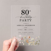Gartenblumenkalligraphie 80. Geburtstag Acryleinladungen (Insitu (Handheld))