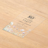 Gartenblumenkalligraphie 80. Geburtstag Acryleinladungen (Ablage )