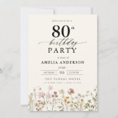 Gartenblumenkalligraphie 80. Geburtstag Einladung (Vorderseite)