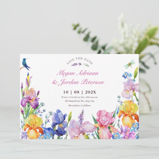 Gartenblüte Lila Blume Save The Date (Stehend Vorderseite)