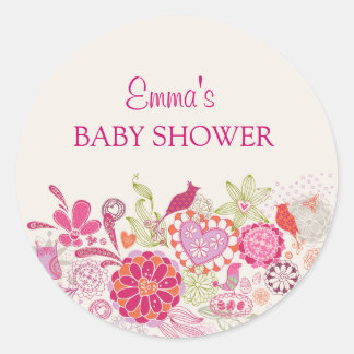 Gartenblüten-Vogel | Baby Shower Aufkleber