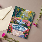 Gartenbrunnen Blumenbilder Postkarte